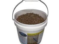 Sludge Reduction Pellets 10 LB Top View 1500 x 1500 - Pond Perfections Top view of a 10 LB pail of Sludge Reduction Pellets with handle.