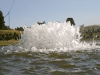 F250 Surface Aerator Detach creating powerful water splashes for enhanced pond aeration.