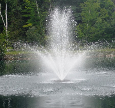 Artemis-2.jpg - Pond Perfections Olympus fountain with Artemis nozzle creating a decorative water display.