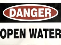 Danger Open Water sign for safety awareness