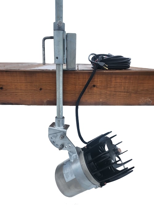 Dock Mount for Kasco Circulator 500 - Pond Perfections Dock Mount for Kasco AquaTiClear Circulator with adjustable pole and sturdy wooden base.