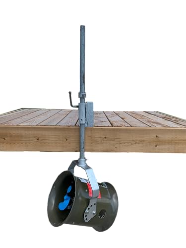 Heavy Duty Dock Mount for Aquatic Weed Blower and Ice Eater - Pond Perfections Heavy Duty Dock Mount securely holding an Aquatic Weed Blower and Ice Eater for efficient operation.