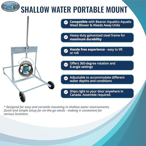 Portable Mount for Aquatic Weed Blower - Pond Perfections Portable Mount for Aquatic Weed Blower with durable galvanized steel frame and adjustable features.